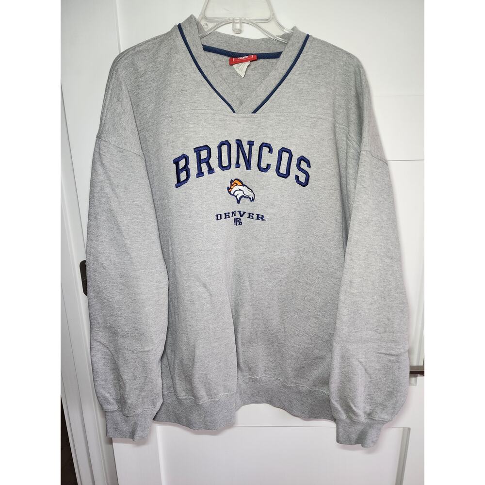 NFL Denver Broncos V Neck Pullover Sweatshirt Mens Size XXL